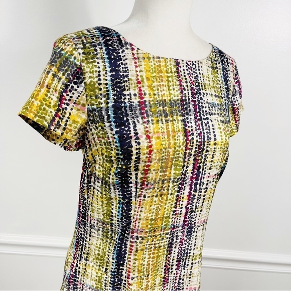 THE LIMITED Multi-Colored Abstract Plaid Short Sleeve Shift Dress - SIZE 6 - Picture 4 of 9